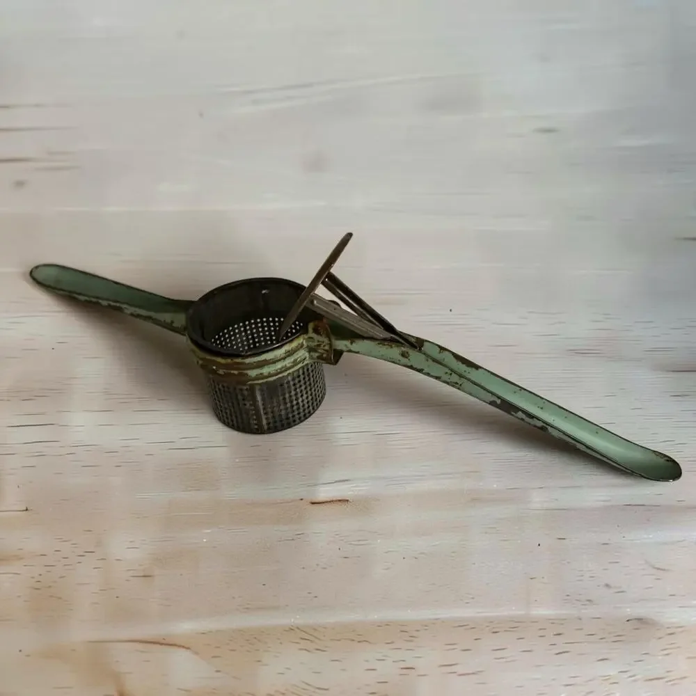 Vintage Potato Ricer Mint Green Painted Handle Rustic Farmhouse Kitchen Decor